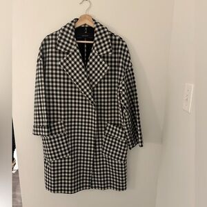 Diane Keaton Style Black and White Plaid gingham jacket with raglan shoulders